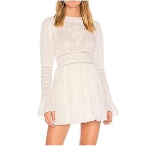NWOT Free People Ivory Victorian Waisted CROCHET Mini Dress 2 Lace Cotton Womens